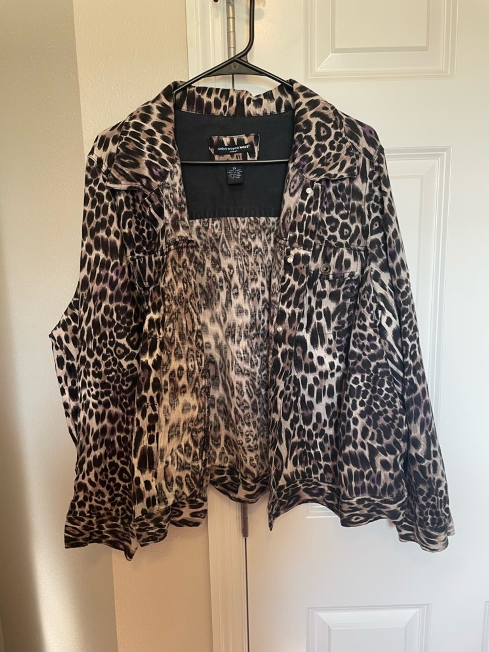 Saint Tropez West 100% Linen Women’s Leopard Print Linen Jacket 3X